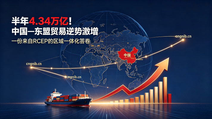 半年4.34万亿！中国-东盟贸易逆势激增，一份来自RCEP的“区域一体化答卷” 中国-东盟已连续多年互为第一大贸易伙伴，区域经济一体化从“量的积累”迈向“质的跃升”