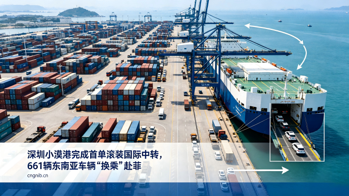 深圳小漠港完成滚装国际中转“换乘”，汽车滚装航线覆盖东南亚、中东、地中海、欧洲、南美洲、澳洲、非洲等全球七大核心区域
